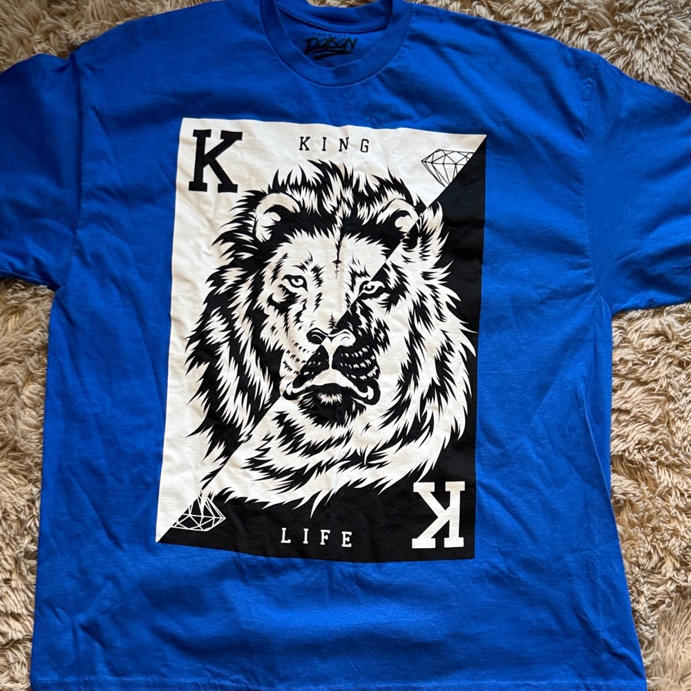 Popular Poison men's King life split lion blue t-shirt size 2xl